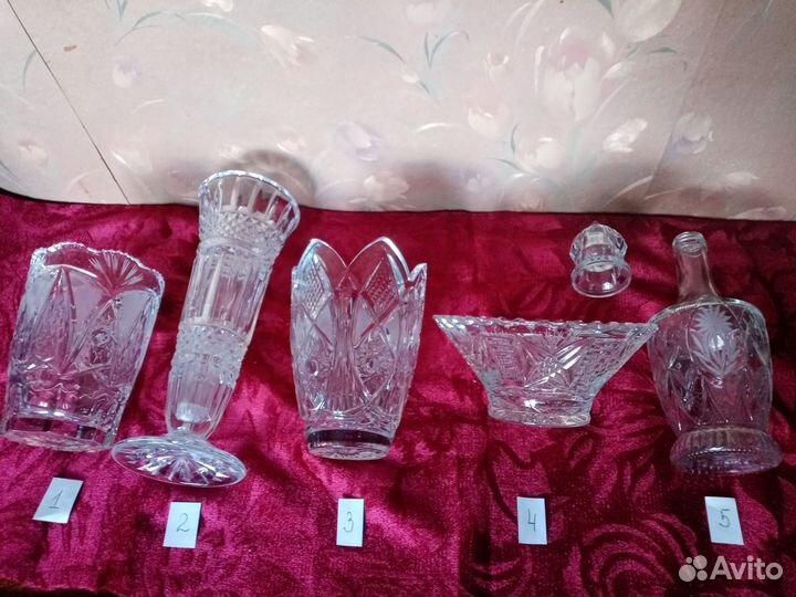 Хрусталь СССР, графин, ваза, салатник