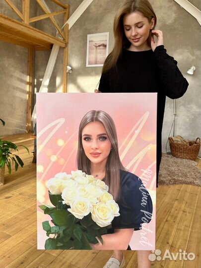 Портрет на холсте, картина, подарок Томск