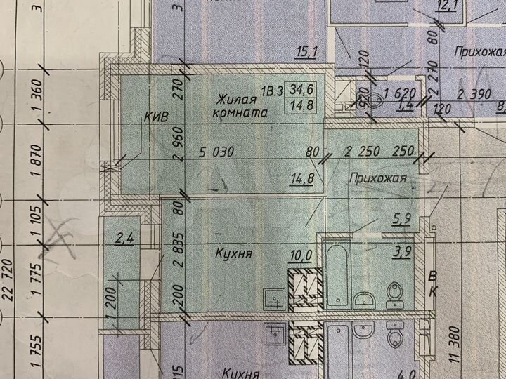 1-к. квартира, 34,8 м², 5/16 эт.