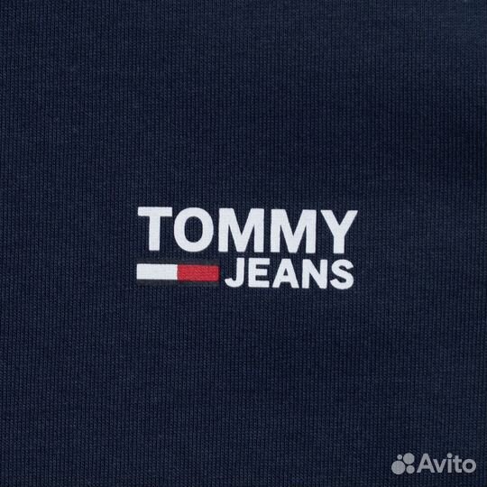 Футболка синяя из хлопка для мужчин Tommy Jeans