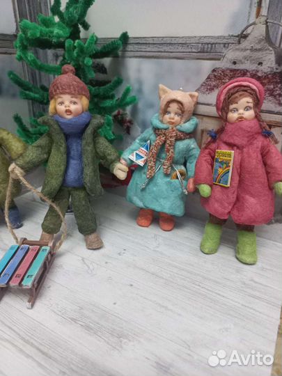 Ватные елочные игрушки