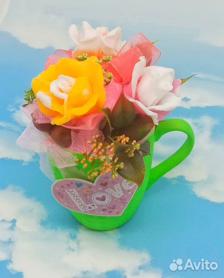 Мыло ручной работы в бокале,букет, открытка, упак