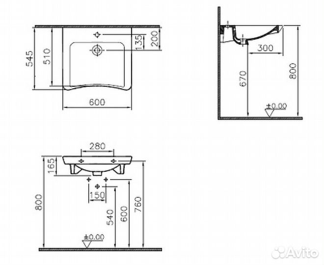 Раковина Vitra S20 Conforma 5289B003-0001 Белая