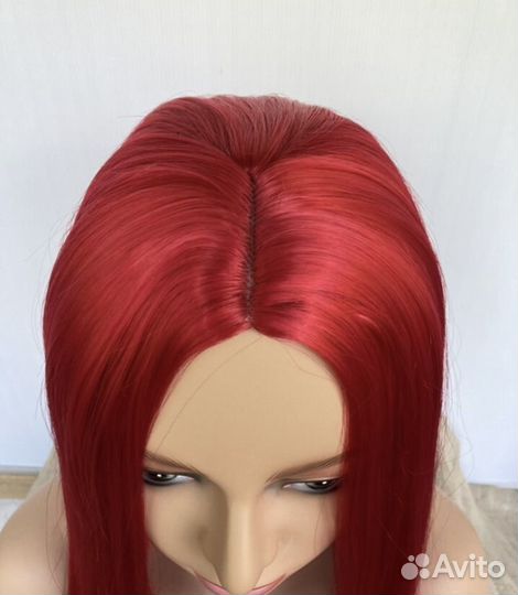 Парик красный малиновый прямые волосы