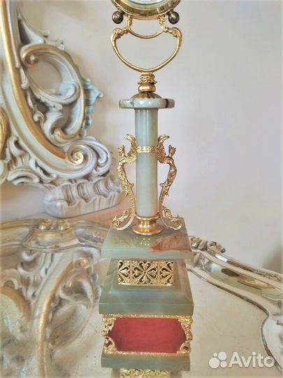 Антикварная шкатулка часы статуэтка мрамор Италия