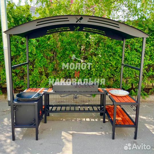 Мангал с печью под казан