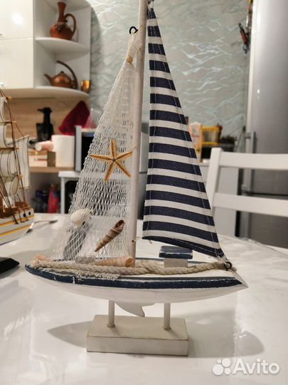 Корабль коллекционный с ракушками