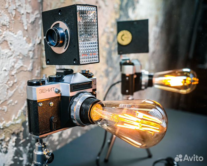 Винтажные светильники из фотокамер Зенит лофт
