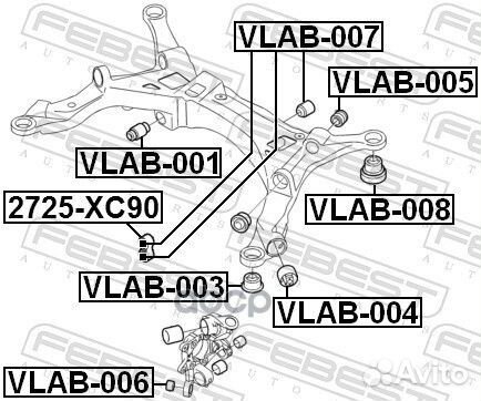 Сайлентблок балки моста зад прав/лев vlab-007