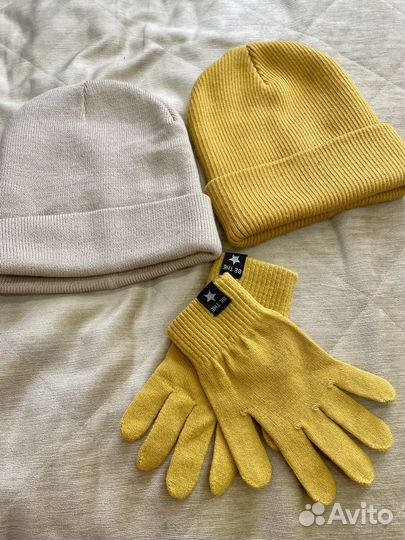 Комплект осень зима шапки платок перчатки