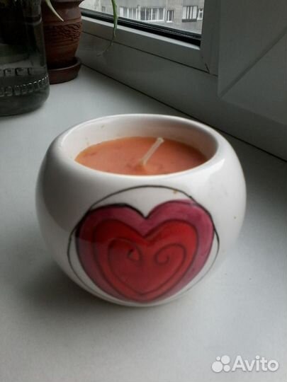 Свеча декоративная новая, в керамике (2шт)