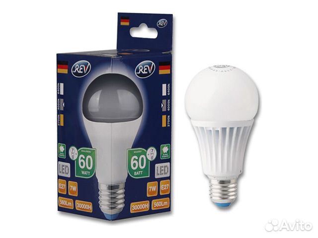 Лампа светодиодная REV 7Вт E27 560лм 4000K 220В гр