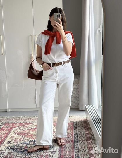 Джинсы женские белые широкие 46 48
