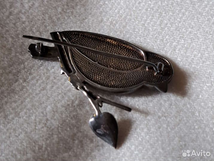 Брошь Птица из серебра с эмалью Коюз