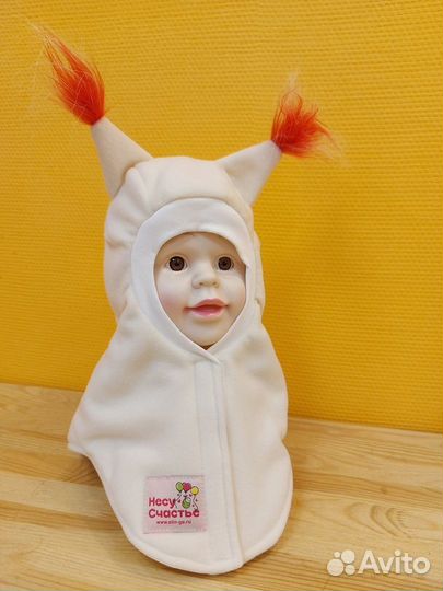 Новый шапка-шлем зимний флисовый для девочки