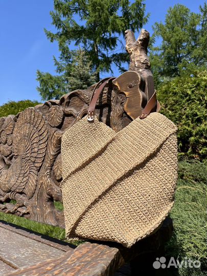 Сумка Диагональ из крученой рафии