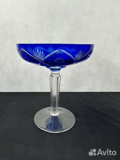 Ваза для фруктов, конфетница, синее стекло