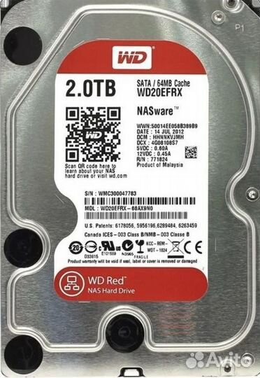 Жесткий Диск WD RED 2TB NasWere 3.0 WD20efrx