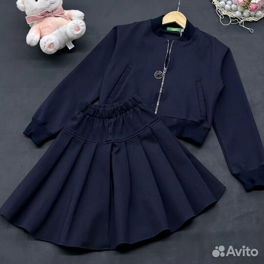 Школьный костюм юбка и бомбер, 134-158