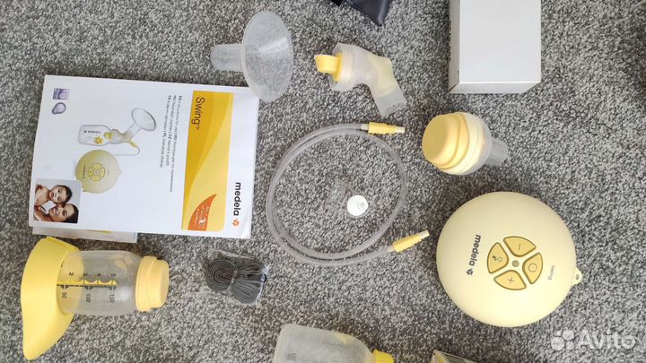 Молокоотсос medela, 3 контейнера, соски, пакеты