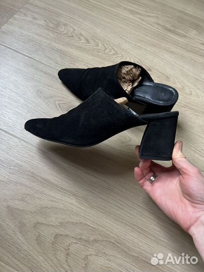 Мюли сабо 38 замшевые черные