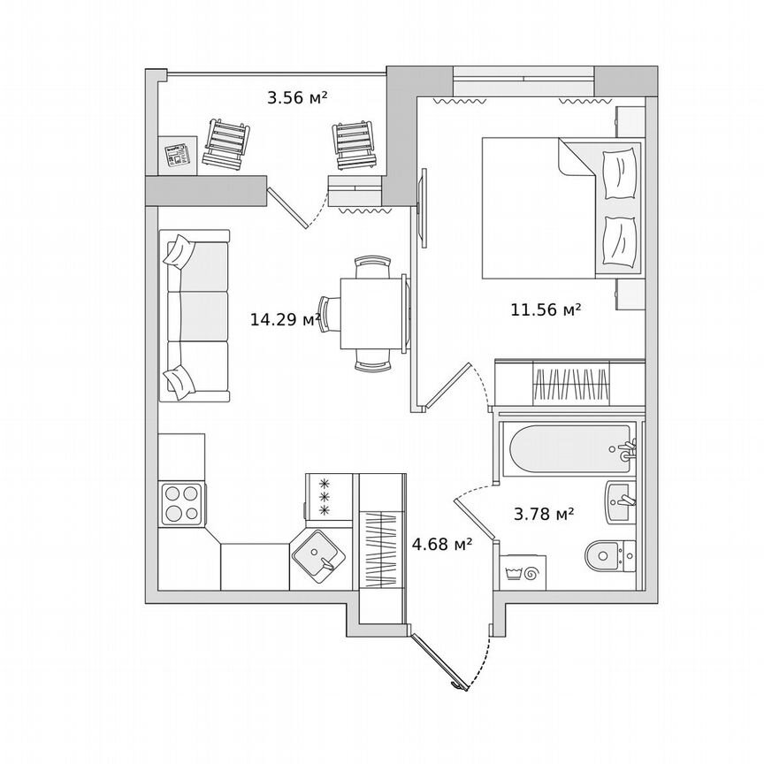 1-к. квартира, 37,9 м², 12/17 эт.