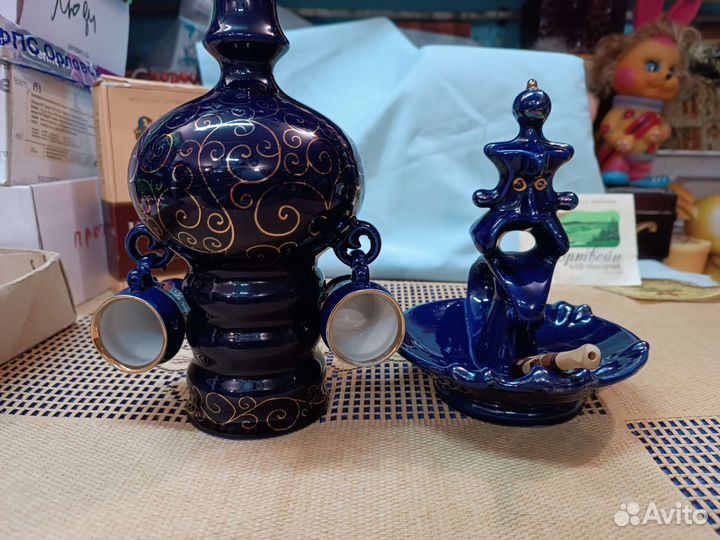 СССР Кувшин кумган пепельница кобальт