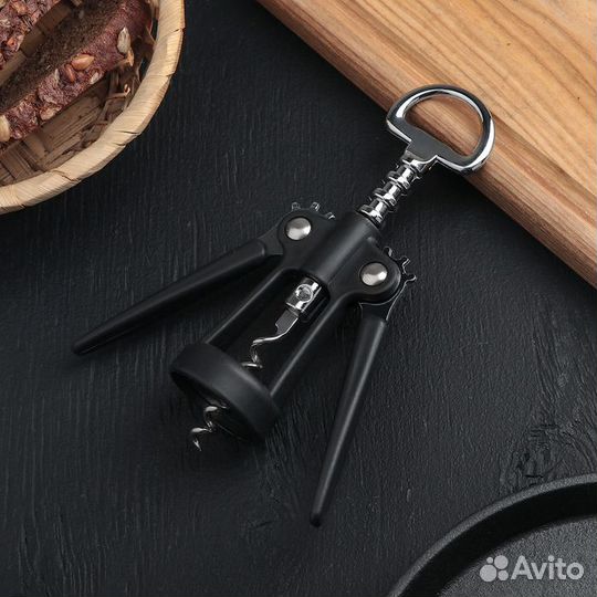 Штопор Доляна «Профи», 19 см, цвет чёрный