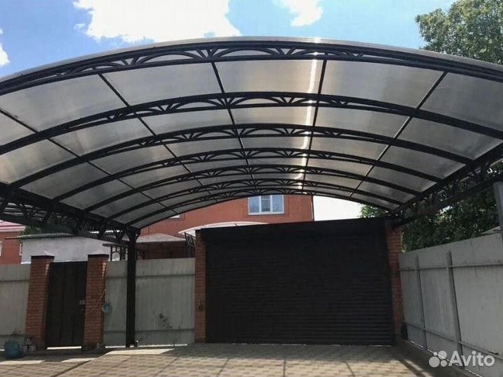 Навес для машины из металлочерепицы