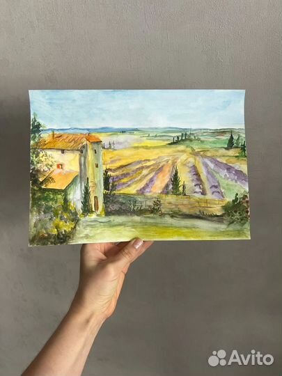 Картина акварелю пейзаж