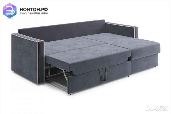 Диван угловой дельфин Леон темно-серый