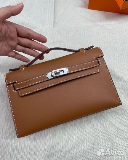 Сумка hermes kelly pochette gold 22cm swift