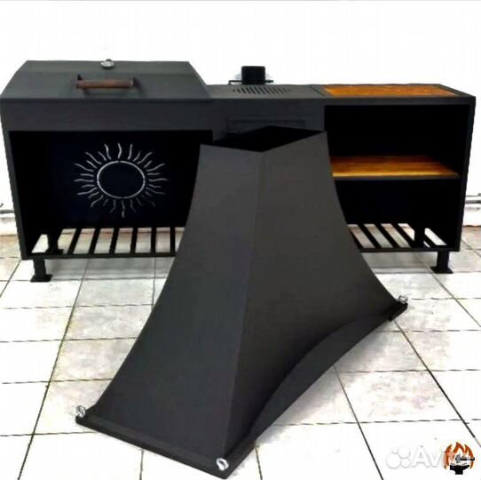 Мангал с печью и барбекю 4в1