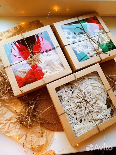 Новогодние игрушки ручной работы украшения макраме