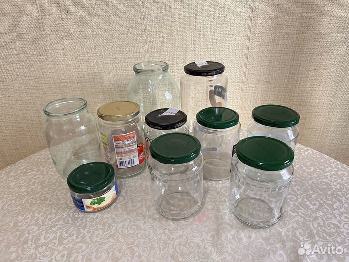Чистые стеклянные банки винтовые и простые 10 шт