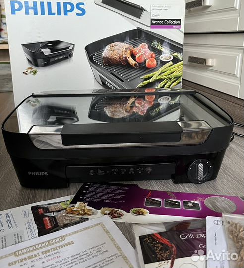 Гриль Philips HD 6360/20, серый/черный