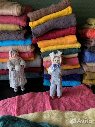 Вата окрашенная, хлопок, лен, цветная вата