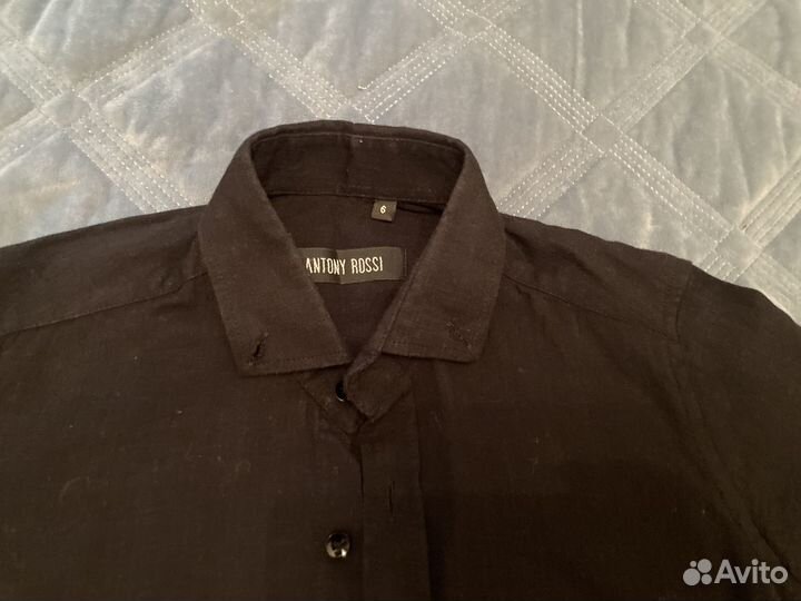 Рубашка лен черная