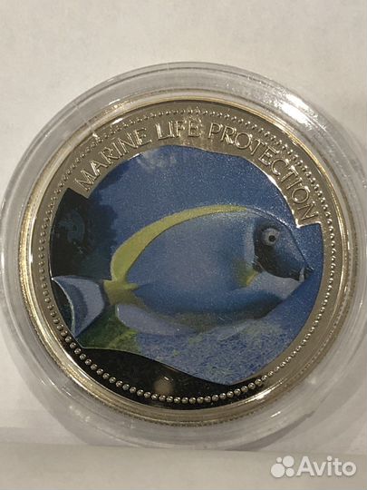 Монета Палау - рыба хирург