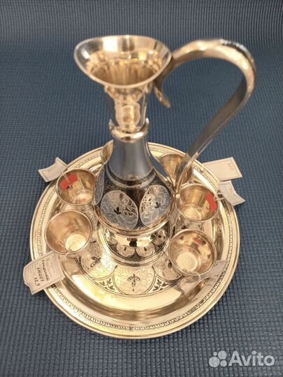 Серебряный сервиз для крепких напитков Кубачи