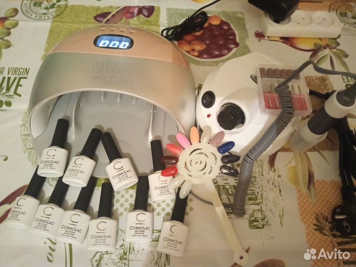 Новый набор лампа,машинка 10 гель лаков