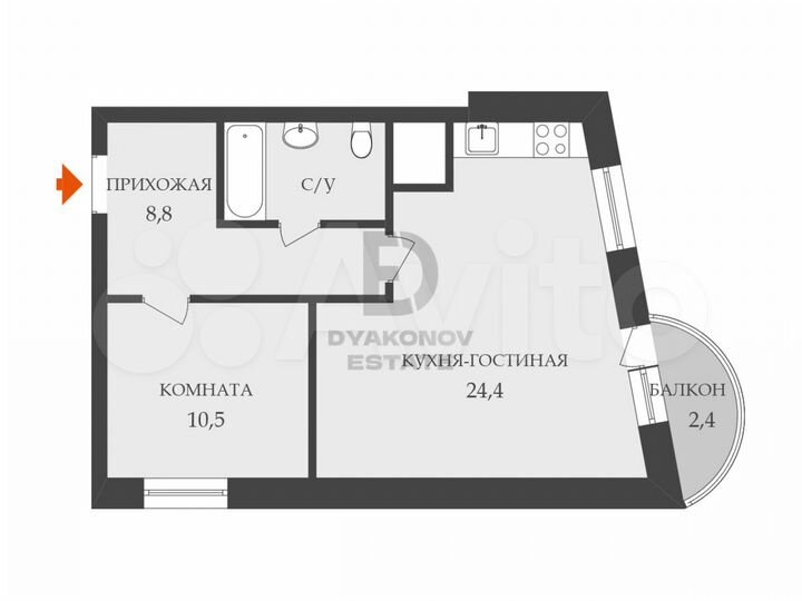 1-к. квартира, 47,9 м², 4/23 эт.