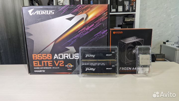Комплект Ryzen 7 5700g+b550 aorus+32gb ddr4+кулер