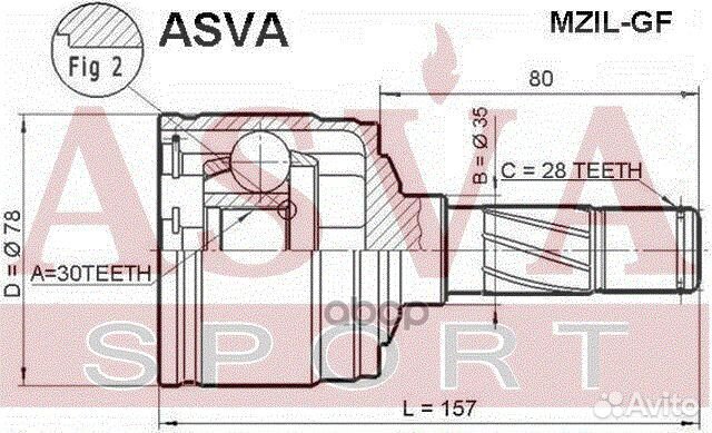 ШРУС внутренний левый 30x35x28 mzil-GF asva