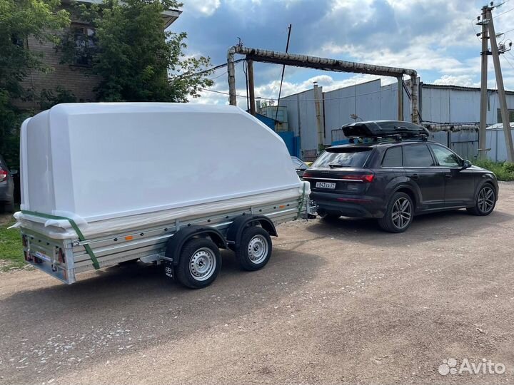 Прицеп двухосный с крышкой, для снегоходов