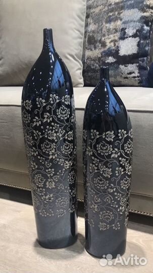 Ваза новая напольная синяя италия