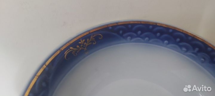 Набор суповых тарелок фарфор СССР кобальт-золото