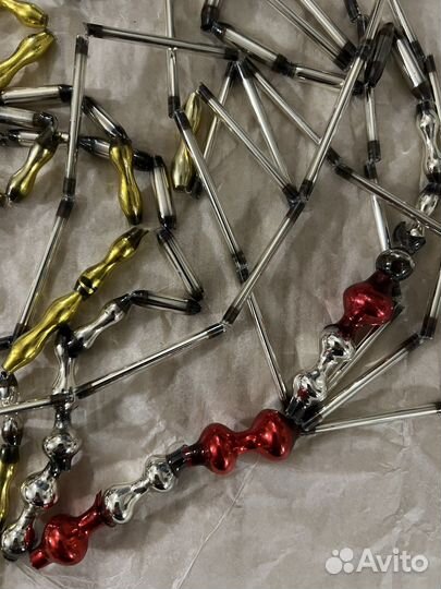 Елочная винтажная гирлянда стеклярус, бусы