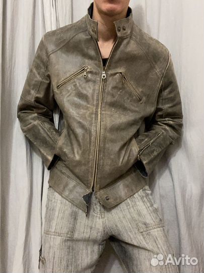 Винтажная кожаная куртка из кожи буйвола