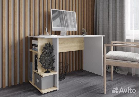 Стол компьютерный скм-6 сонома/белый